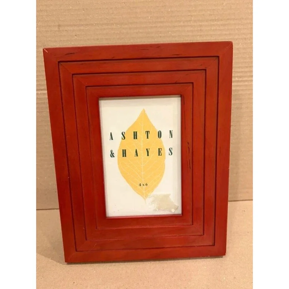 Vintage Ashton Hayes Red Picture Frame 4x6 Rustic Farmhouse Wood Photo Display